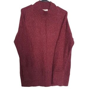 Loft Red Mock Neck Knit Cozy Long‎ Sleeve Tunic Sweater Pullover SZ:LP